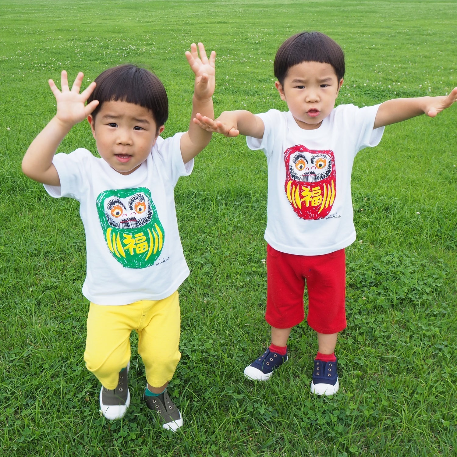 だるま キッズ Tシャツ 蛍光ピンク