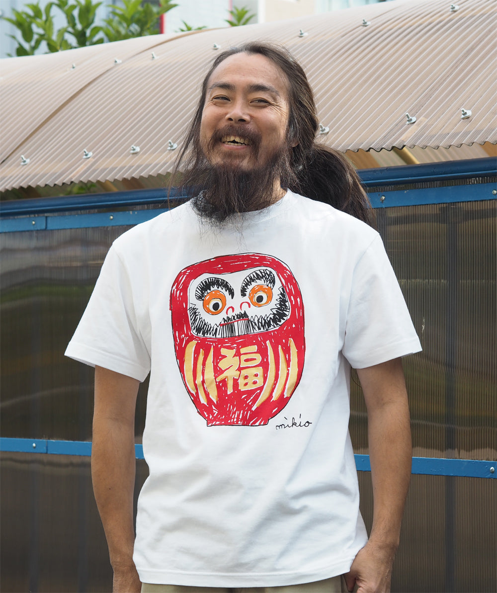 だるまメンズTシャツ 赤黒