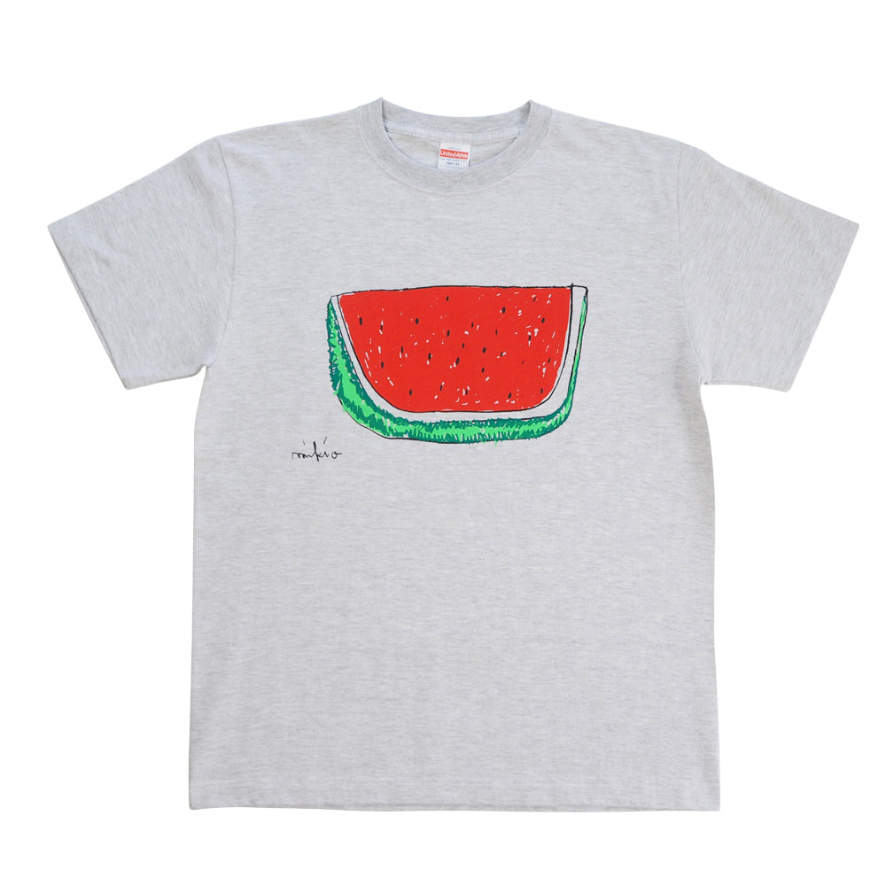 淡いグレーの赤いすいかのTシャツ