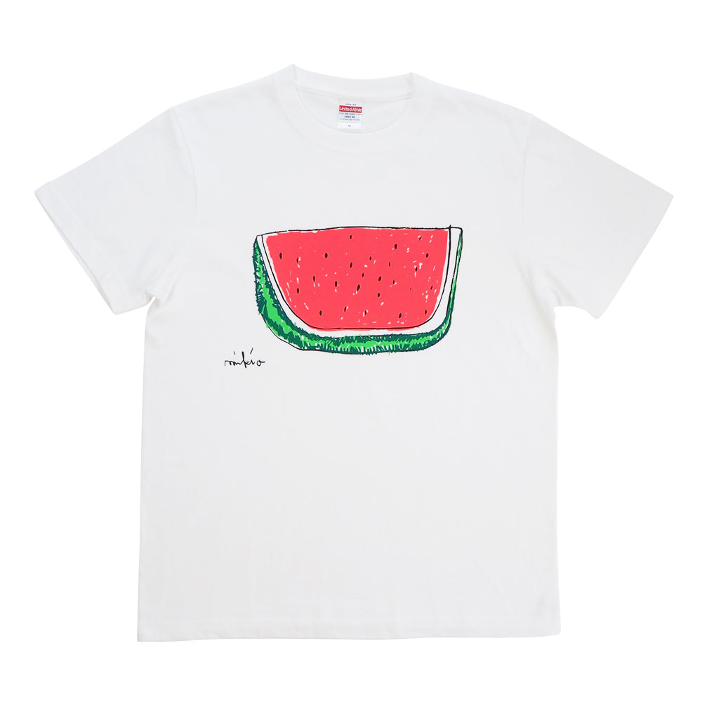 すいかメンズＴシャツ  蛍光ピンク