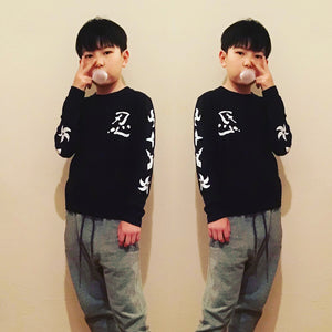 Ninja SHINOBI Kanji-printed Long Sleeve Kid's T shirt