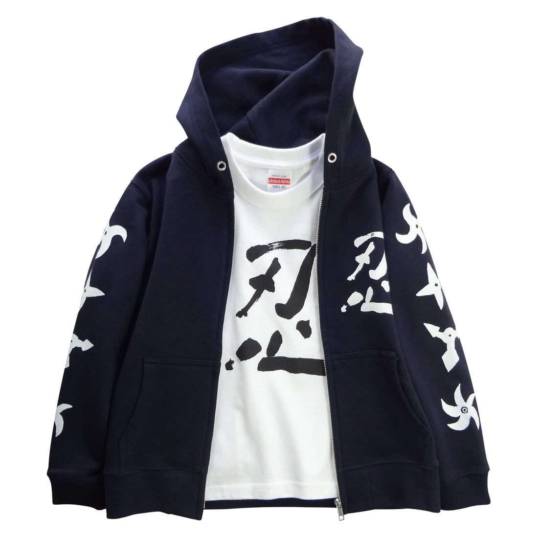 Ninja SHINOBI Kanji-printed Kids Zip-up Hoodie