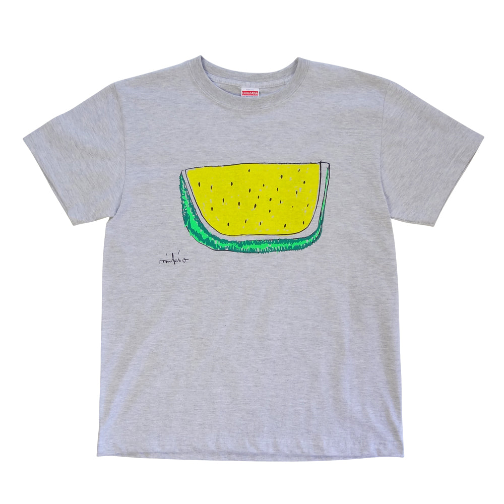 淡いグレーのきいろのすいかのTシャツ