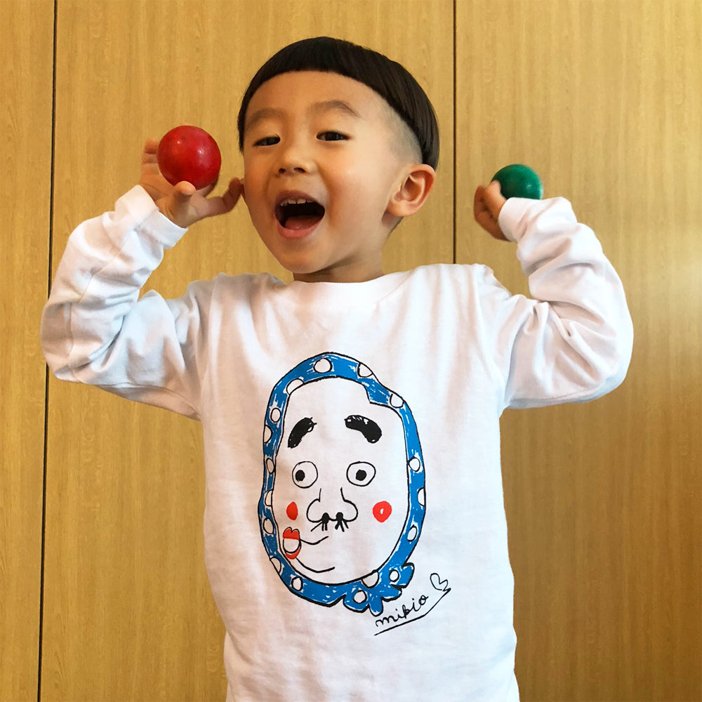 ひょっとこキッズ長袖Tシャツ こどもぱらでぃす